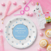 Blau-und Silber-Stern-Funkeln-Babypartydekor Pappteller (Party)