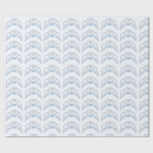 Blau und Silber Tiara Wrapping Paper Geschenkpapier (Flach)