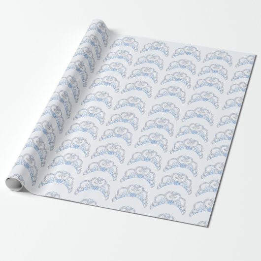 Blau und Silber Tiara Wrapping Paper Geschenkpapier (Ungerollt)