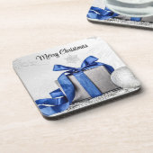 Blau und Silber Weihnachtsgeschenke Getränkeuntersetzer (Linke Seite)
