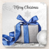 Blau und Silber Weihnachtsgeschenke Getränkeuntersetzer (Vorderseite)