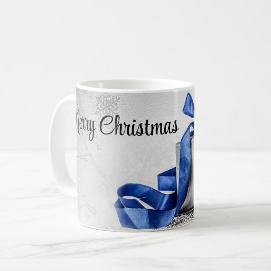 Blau und Silber Weihnachtsgeschenke Kaffeetasse (Vorderseite Links)