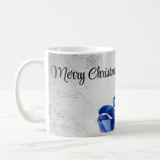 Blau und Silber Weihnachtsgeschenke Kaffeetasse (Links)