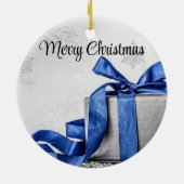 Blau und Silber Weihnachtsgeschenke Keramik Ornament (Hinten)