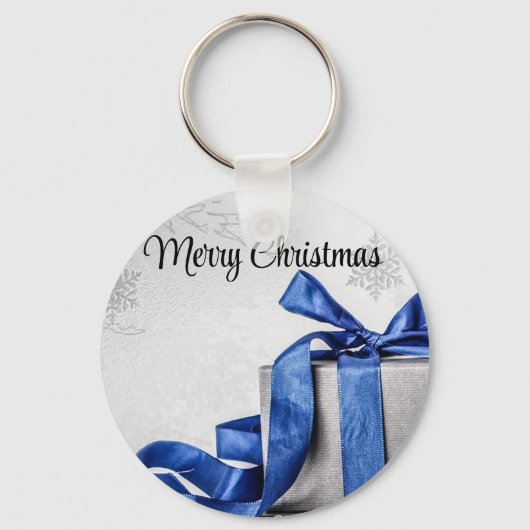 Blau und Silber Weihnachtsgeschenke Schlüsselanhänger (Vorderseite)