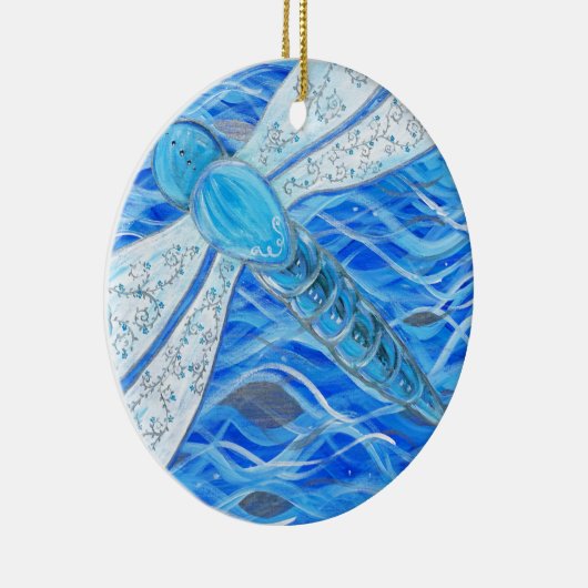 Blau- und Silberdrachengemälde Keramikornament (Rechts)