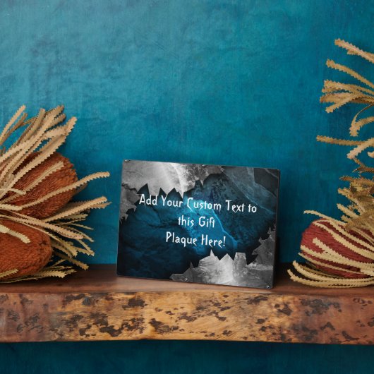 Blau- und Silbergrundel-/Steindesign Fotoplatte (Seite)