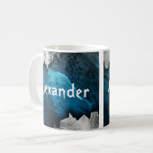 Blau- und Silbergrunge Metal-/Steindesign Kaffeetasse (Vorderseite Links)