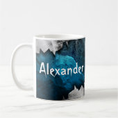 Blau- und Silbergrunge Metal-/Steindesign Kaffeetasse (Links)
