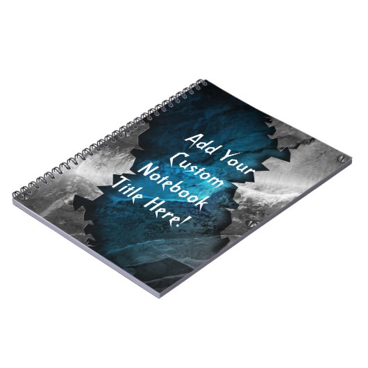 Blau- und Silbergrunge Metal-/Steindesign Notizblock (Linke Seite)