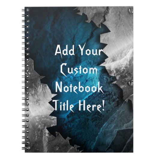 Blau- und Silbergrunge Metal-/Steindesign Notizblock (Vorderseite)