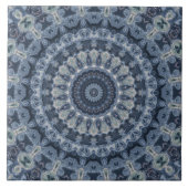 Blau- und Silbermandala-Muster Fliese (Vorderseite)