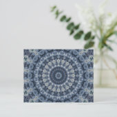Blau- und Silbermandala-Muster Postkarte (Stehend Vorderseite)