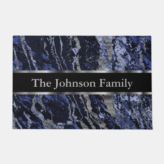 Blau- und Silbermarmor Fußmatte (Vorderseite)