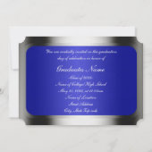 Blau- und Silberrahmen-Abschluss Einladung (Rückseite)