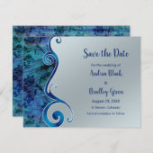 Blau- und Silberreflektionen Save the Date-Karte Save The Date (Vorne/Hinten)