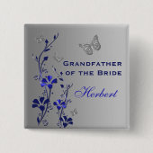 Blau und Silberschmetterling Blumengroßvater Butto Button (Vorderseite)