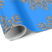 Blau und Silberschneeflocken Weihnachtsdekor Geschenkpapier (Rolleneckpunkt)