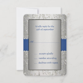 Blau und Silberwirbel für Hochzeitsszenarien RSVP Karte