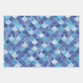 Blau und Silver Mermaid Scales Geschenkpapier Set (Vorderseite)