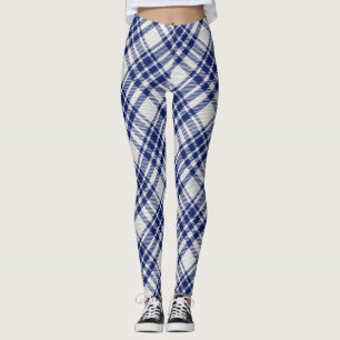 Blau und Silver Royal Stewart tartan Muster Leggings