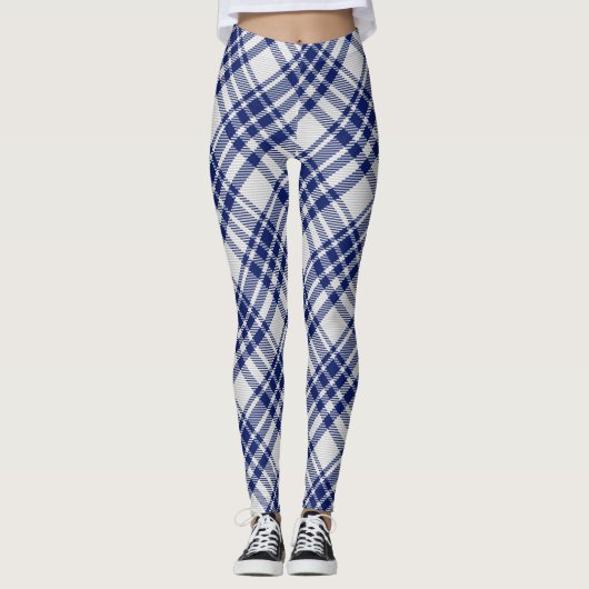 Blau und Silver Royal Stewart tartan Muster Leggings (Vorderseite)