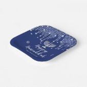 Blau und Silver String Lights Happy Hanukkah Pappteller (Gewinkelt)