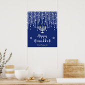 Blau und Silver String Lights Happy Hanukkah Poster (Küche)