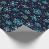 Blau und Silver Winter Schneeflocken Muster Geschenkpapier (Ecke)