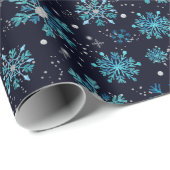 Blau und Silver Winter Schneeflocken Muster Geschenkpapier (Rolleneckpunkt)