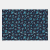 Blau und Silver Winter Schneeflocken Muster Geschenkpapier Set (Vorderseite 3)