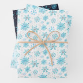 Blau und Silver Winter Schneeflocken Muster Geschenkpapier Set (Beispiel)