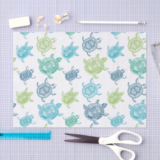 Blau und Suppenschildkröten Seidenpapier (Handwerk)