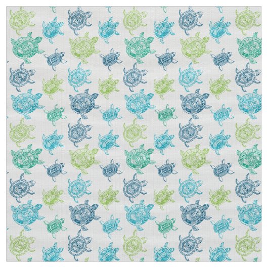 Blau und Suppenschildkröten Stoff (Muster)