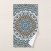 Blau und Tan Mandala Intricate Geometrisches Muste Badhandtuch Set (Handtuch)