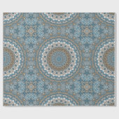 Blau und Tan Mandala Intricate Geometrisches Muste Geschenkpapier (Flach)