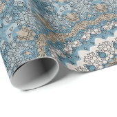 Blau und Tan Mandala Intricate Geometrisches Muste Geschenkpapier (Rolleneckpunkt)