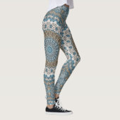 Blau und Tan Mandala Intricate Geometrisches Muste Leggings (Rechts)