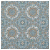 Blau und Tan Mandala Intricate Geometrisches Muste Stoff (Muster)
