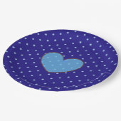 Blau und Tan Polka Dotted Party Plate Pappteller (Schrägansicht)
