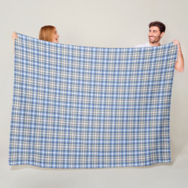 Blau und Taupe Tartan Kariertes Muster Fleecedecke