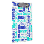 Blau und Türkis "danken Ihnen," Wolken-Schablone Klemmbrett (Rechts)