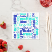 Blau und Türkis Mehrsprachig Vielen Dank Serviette (Beispiel)