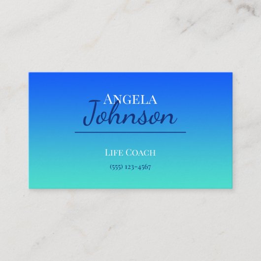 Blau und Türkis Ombre Visitenkarte (Vorderseite)