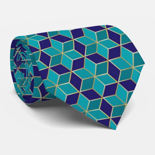 Blau und Türkis Star von David Tessellation Krawatte (Gerollt)