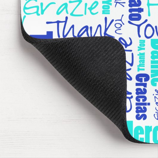 Blau und Türkis Vielen Dank Word Cloud Mousepad (Ecke)