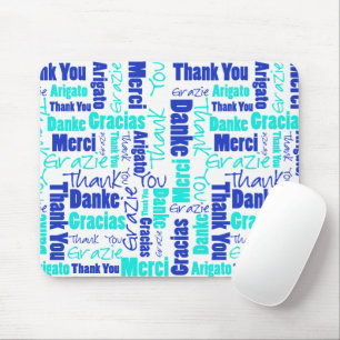 Blau und Türkis Vielen Dank Word Cloud Mousepad