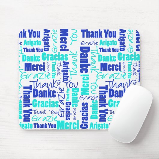 Blau und Türkis Vielen Dank Word Cloud Mousepad (Mit Mouse)
