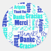 Blau und Türkis Vielen Dank Word Cloud Runder Aufkleber (Vorderseite)