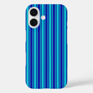 Blau und türkisfarbene Süßigkeiten Streifen Case-M iPhone 16 Hülle